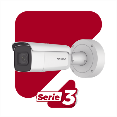 Bala IP 8 Megapixel (4K) / Lente Mot. 2.7 a 13.5 mm / 60 mts IR EXIR / Videoanalíticos / AcuSense / DarkFighter / Exterior IP66 / IK10 / WDR 120 dB / PoE+ / Entrada y salida de Audio y Alarmas