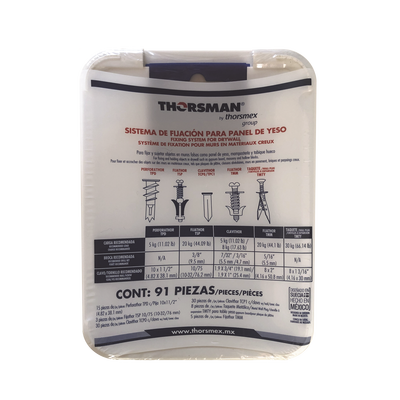 Kit para Sistemas de Fijación en Yeso  Muros Falsos  Tabique hueco  Uso en interiores  (91 piezas)