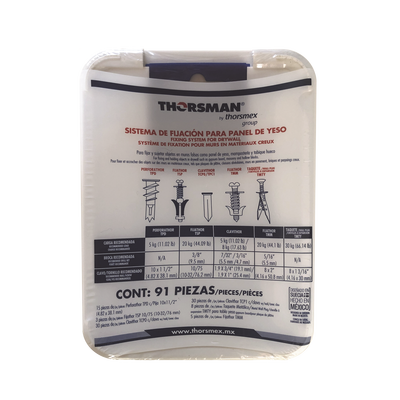 Kit para Sistemas de Fijación en Yeso  Muros Falsos  Tabique hueco  Uso en interiores  (91 piezas)