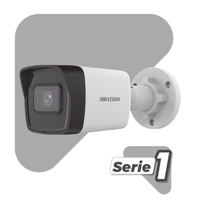 Bala IP 2 Megapixel / Lente 2.8 mm / ACUSENSE Lite (Detección de Movimiento en Humanos) / Micrófono Integrado / 20 mts IR EXIR / Exterior IP67 / H.265+ / PoE / ONVIF