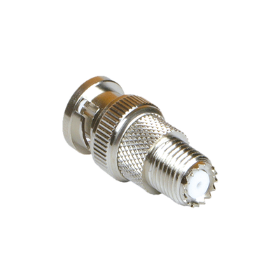 Adaptador en Línea de Conector Mini-UHF Hembra a BNC Macho  Níquel/ Oro/ Teflón.
