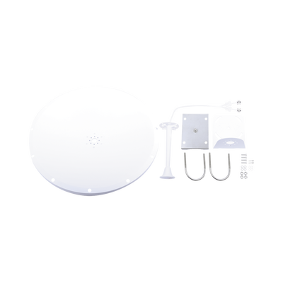 Kit de Antena y radomo  ganancia de  28 dBi  rango de frecuencia extendida (4.9 a 6.5 GHz)  conectores SMA-macho inverso  incluye jumper  distancia de hasta 15 km