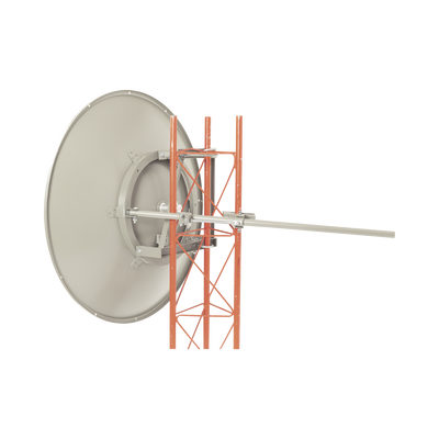 Antena altamente direccional / Distancia de hasta 100 km / Ganancia de 36 dBi / 4.9 - 6.5 GHz / Conectores N-Hembra / incluye montaje para torre y montaje estabilizador para fuertes vientos.