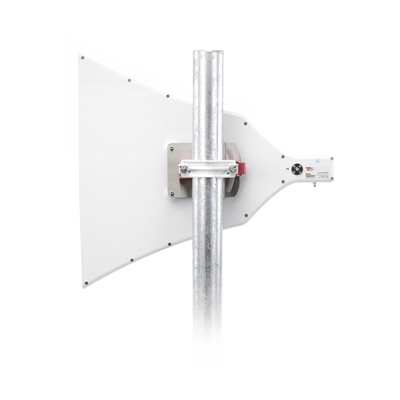 Antena Tipo Horn de 90°   16 dBi  Ideal para ambientes de alto ruido  4.9-6.5 GHz    Conector SMA-Hembra  con montaje incluido