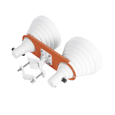 Antena Sectorial Simétrica  doble sector de 30 ° y 19 dBi   Conectividad para alta densidad de usuarios  4.9-6.5 GHz  Estabilidad en ambientes de alto ruido  Conector N-Hembra  con montaje incluido