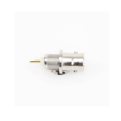 Conector BNC Hembra de Montaje Frontal D-Plano  Soldable  Rondana de Seguridad  Níquel/ Oro/ Delrin.