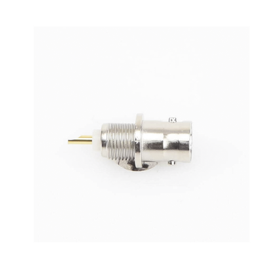 Conector BNC Hembra de Montaje Frontal D-Plano  Soldable  Rondana de Seguridad  Níquel/ Oro/ Delrin.
