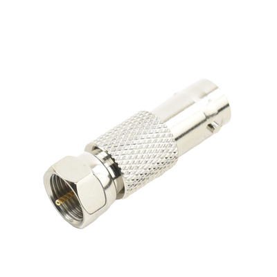 Adaptador en Línea para Video  de Conector BNC Hembra a F Macho  75 Ohm  Níquel/ Oro/ Delrin.