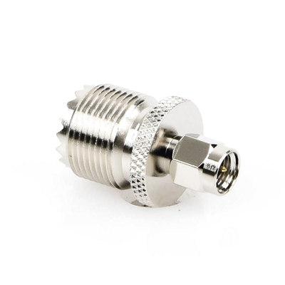 Adaptador en Línea  de Conector SMA Macho a UHF Hembra (SO-239)  Níquel/ Oro/ Teflón.