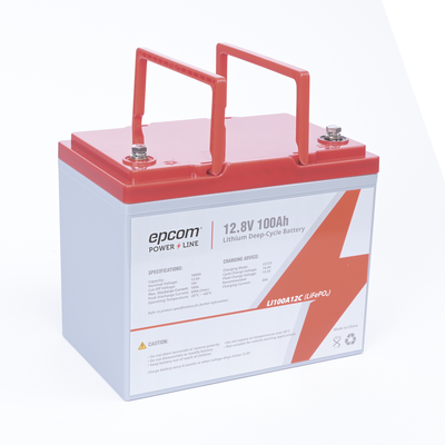 Batería de Litio Ciclo Profundo  12.8 Vcc 100Ah (LiFePO4 de Celdas Cilíndricas)   Solar  Marina  Máximo 100 A de Descarga