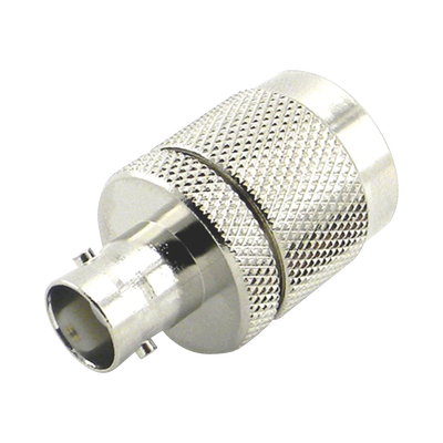 Adaptador en Línea de Conector N Macho a BNC Hembra  Plata/ Oro/ Teflón.