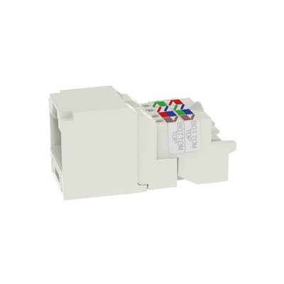 Conector Jack RJ45 Estilo TP  Mini-Com  Categoría 6  de 8 posiciones y 8 cables  Color Blanco Mate