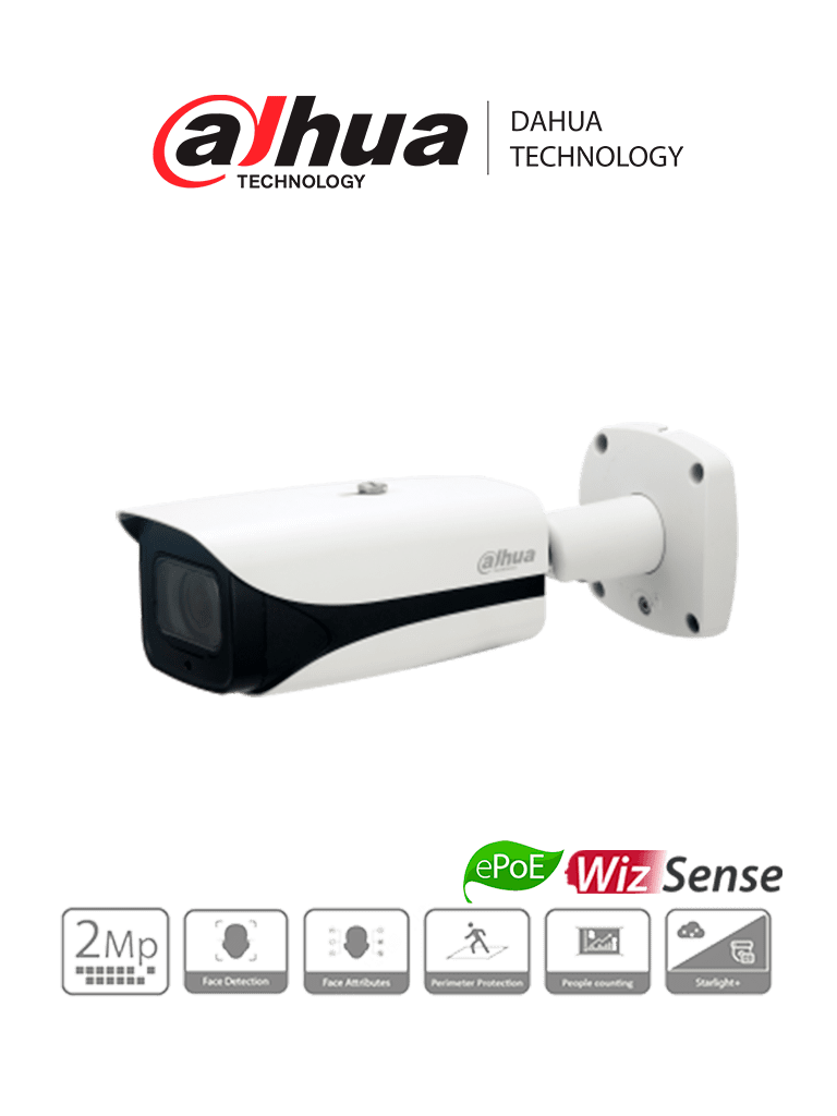 DAHUA IPC-HFW5241EN-ZE - Cámara IP Bullet Resolución de 2 MP/ Lente Mot. 2.7 a 13.5mm/ ? 109°-30°/ IR 60 mts/ IA WizMind/ Detección Facial/ Protección Perimetral/ Conteo de Personas/ Starlight/ PoE/ WDR/ H.265+/ IP67/ IK10/ E&S Alarma/ E&S Audio/