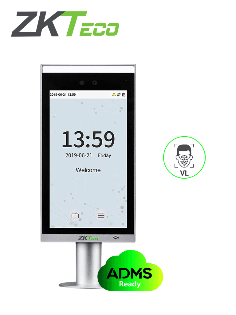 ZKTECO FACEDEPOT7BLCH - Terminal de Control de Acceso Facial / Interior / Base para Torniquete / 10 000 Rostros / 200 000 Registros / Pantalla 7” / Reconocimiento a 2m / Visible Light / Linux #VL