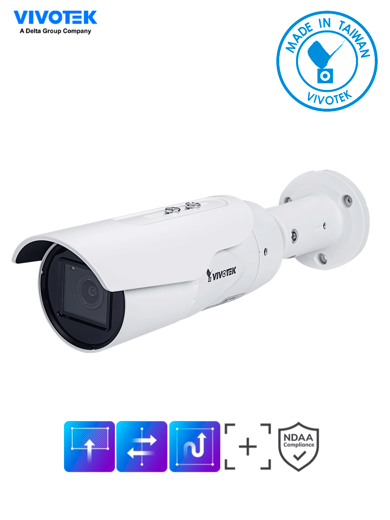VIVOTEK IB839-EHT - Cámara IP VORTEX Essential Series bullet exterior 5 MP  con lente varifocal 2.8-10mm  IR 30m  WDR Pro  protección IP66 e IK10  certificación NDAA y almacenamiento interno de 256GB #LEÓN