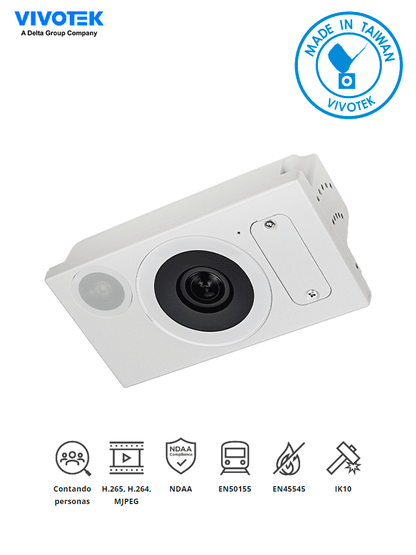 VIVOTEK SC9133 - Cámara IP 2 MP para conteo de personas en transportes con tecnología 3D  alta precisión y LED de luz blanca.