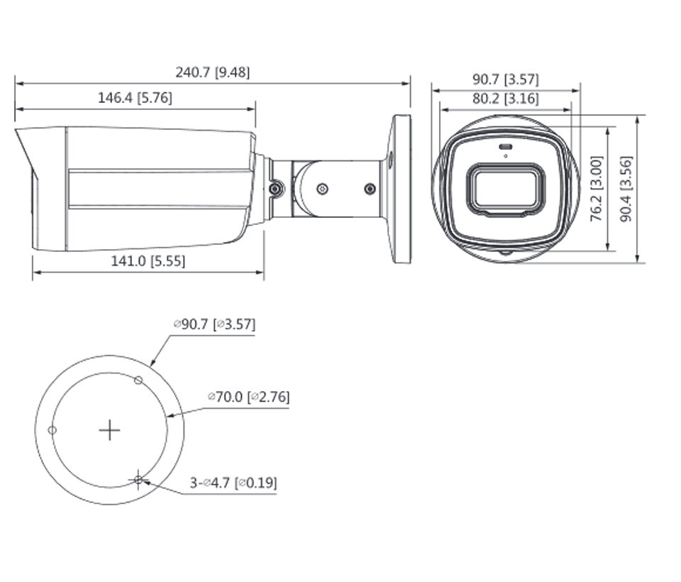 DAHUA HFW1200TH-I8 - Camara Bullet HDCVI 1080p/ Lente de 3.6mm/ Smart IR de 80 Mts/ IP67/ DWDR/ BLC/HCL/ Metal y Plastico