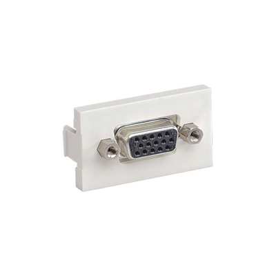 Inserto Plano de 1/3  Con Acoplador VGA Hembra-Hembra de 15 Pines  Color Blanco Mate