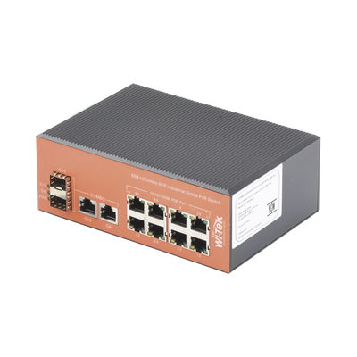 Switch Industrial PoE+ no administrable de 8 Puertos 10/100/1000Mbps + 2 SFP Combo  150 W