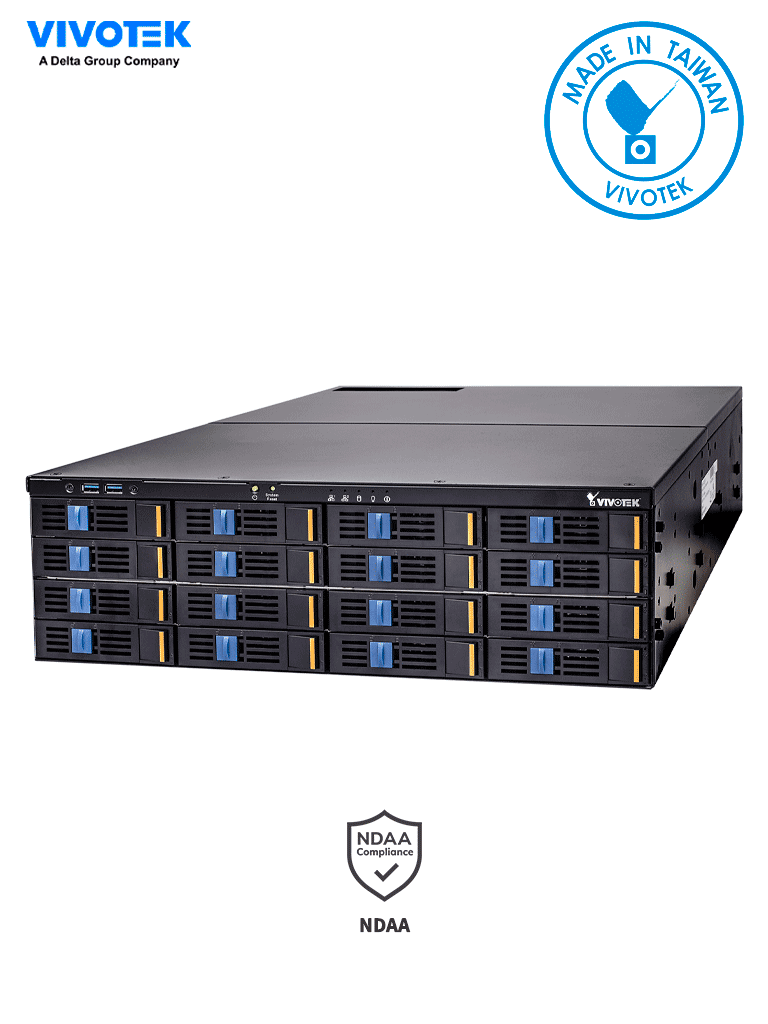 VIVOTEK NR9682-v2 - NVR de 64 canales con 16 bahías  3U rackable  cuenta con fuente redundante y es compatible con ONVIF  H.265 y VAST embebido