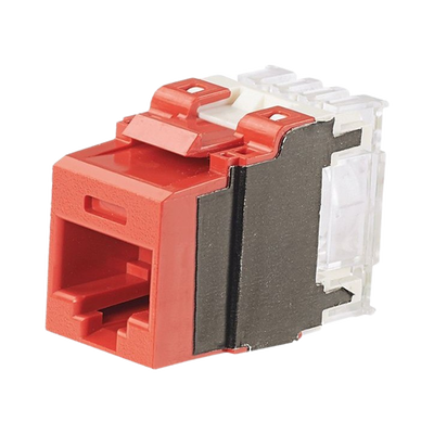 Conector Jack Estilo 110 (de Impacto)  Tipo Keystone  Categoría 6A  de 8 posiciones y 8 cables  Color Rojo