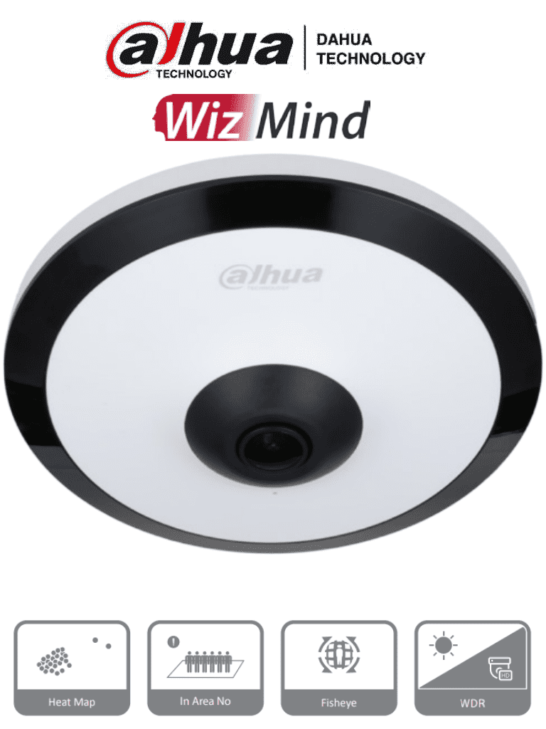 DAHUA IPC-EW5541N-AS - Cámara IP FishEye de 5 MP/WinzMind/ IR de 10 Mts/H.265+/ PoE/ WDR Real/ Micrófono Integrado/ Heat Map/ Detección Inteligente/ Ranura para MicroSD/E&S de Alarma/E&S de Audio/ 3D DNR  HLC  BLC/Interior #MDIP #IMD #FAB #DA5 #MCI2