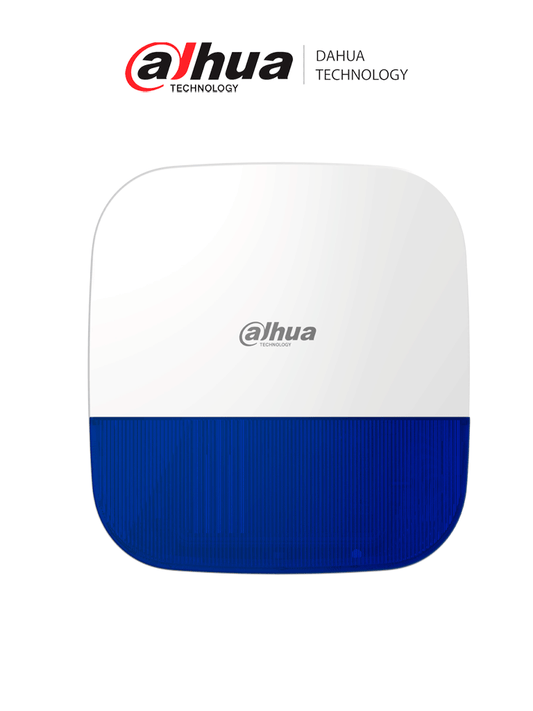 DAHUA DHI-ARA13-W2 - Sirena Inalámbrica para Exterior con Estrobo Azul/ 110dB/ Múltiples sonidos de Alarma/ IP65/ Alarma de Batería Baja/ #AlarmasDahua #LoNuevo
