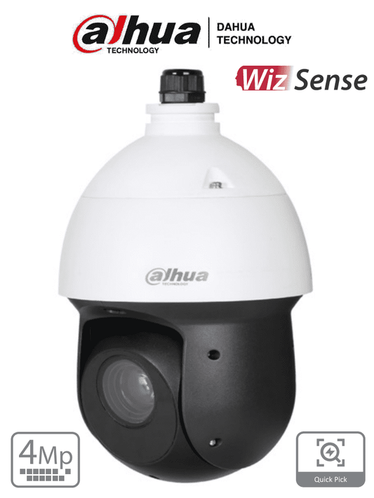 DAHUA SD49425GB-HNR - Cámara IP PTZ de 4 Megapíxeles/ WizSense/ 25x de Zoom Óptico/ IR de 100 Metros/ Deteccion facial/ QuickPick/ Protección Perimetral/  SMD 4.0/ IP66/ WDR Real/ E&S de Alarmas y Audio/ Ranura para MicroSD/ #LoNuevo
