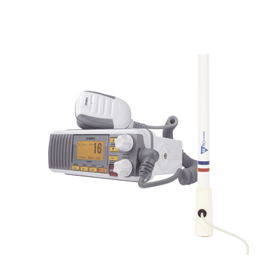 Kit de radio UM385 | mas antena marina de fibra de vidrio TX-5206-SYS y soporte para antena 4186