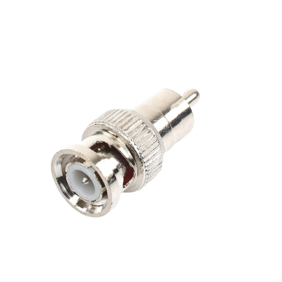 Adaptador en línea para 75 Ohm  de conector BNC macho a RCA macho en aplicaciones de Audio-Video para cámaras  monitores y DVR´s.