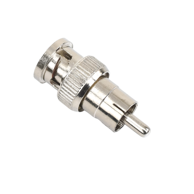 Adaptador en línea para 75 Ohm  de conector BNC macho a RCA macho en aplicaciones de Audio-Video para cámaras  monitores y DVR´s.