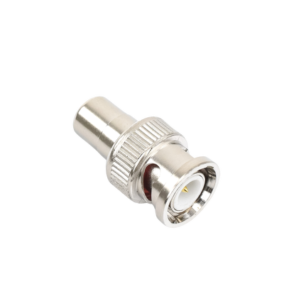 Adaptador en línea para 75 Ohm  de conector BNC macho a RCA hembra en aplicaciones de Audio-Video para cámaras  monitores y DVR´s.