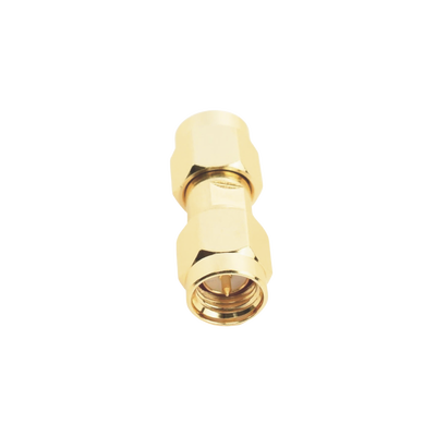 Adaptador Tipo Barril  de Conector SMA Macho a SMA Macho  Oro/ Oro/ Teflón.â€‹