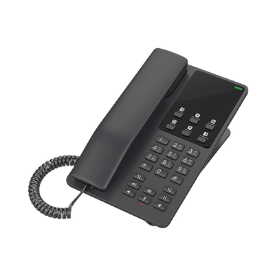 Teléfono IP Hotelero  2 líneas SIP con 2 cuentas  codec Opus  IPV4/IPV6  color negro  con gestión en la nube GDMS