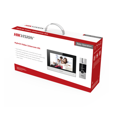 Kit de Videoportero Híbrido de Plastico / IP a 4 Hilos con Función de Llamada a App Hik-Connect / Monitor se Conecta a Internet por Cable o WiFi y por 4 Hilos al Frente de Calle / Expandible a Mas Equipos