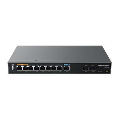 Router Gigabit VPN / Balanceador de cargas / 60 000 sesiones NAT /  9 puertos 10/100/1000 Mbps + 2 puertos SFP (WAN/LAN) / 1 puerto entrada PoE(af/at) / 2 puertos salida PoE (af/at) / Compatible con GWN Cloud.