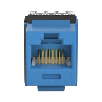 Conector Jack Estilo 110 (de Impacto)  Tipo Keystone  Categoría 6A  de 8 posiciones y 8 cables  Color Azul