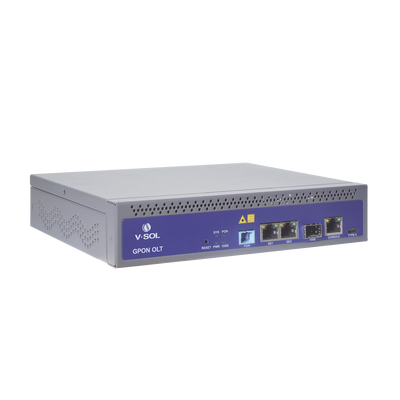 OLT de 1 puerto GPON SC/UPC + 3 puertos Uplink (2 puertos Gigabit Ethernet + 1 puerto SFP/SFP+)  Fuente de alimentación redundante AC/DC   hasta 128 ONUS