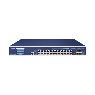Switch Administrable Capa 3  24 Puertos Gigabit 802.3bt  Hasta 600 W  4 Puertos 10 G SFP+  Con Pantalla Táctil para Configuración Básica