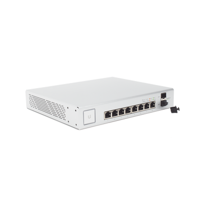 Switch UniFi Administrable de 8 Puertos Gigabit PoE+ 802.3at/af y PoE Pasivo 24V.