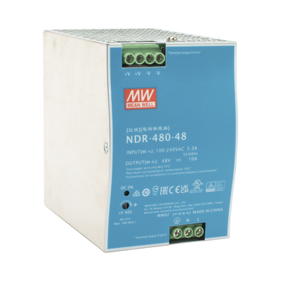 Fuente de Poder Industrial de 480W  salida 48 Vcc  para montaje en riel Din