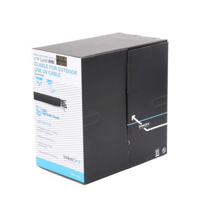 Bobina de cable de 305 m  Cat5e  color negro  sin blindar  para aplicaciones de videovigilancia  redes de datos. Uso en intemperie