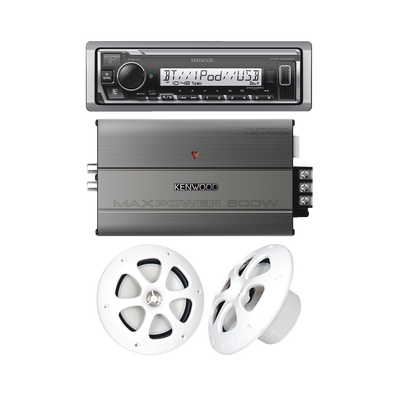 Kit de estereo con Bluetooth KMR-M332BT | Amplificador KAC-M5014  | mas Par de bocinas KFC-1613MRW