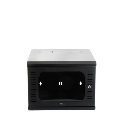 Gabinete para Montaje en Pared  con Puerta de Cristal Templado  con 6 Unidades de Rack  de 19in  Fabricado en Acero