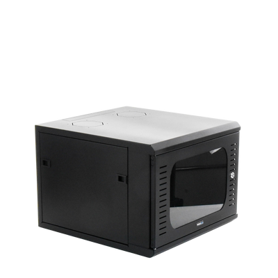 Gabinete para Montaje en Pared  con Puerta de Cristal Templado  con 6 Unidades de Rack  de 19in  Fabricado en Acero
