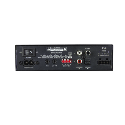 Amp Clase D | 2 Canales 50W | Con Aprendizaje IR | Salida Sub | Estéreo  Bridge  Múltiples Amplificadores | 4-8O