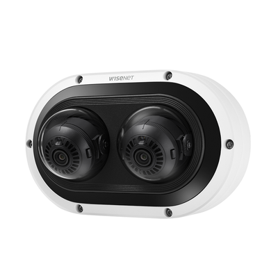 Camara IP Multi-sensor Multi-direccional / 2 Canales de 2MP / incluye Lentes motorizados de 3.54 a 6.69mm / H.265 + WiseStream II / WDR 120dB / Exterior IP67 / IK10 / NEMA4X