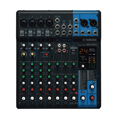 Mezcladora de Audio | 10 Canales | Perillas | 4 Entradas de Micrófono/Línea | 3 entradas Estéreo | Efectos | USB