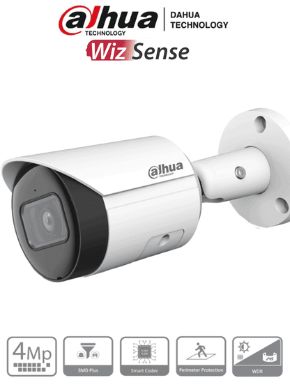 DAHUA IPC-HFW2441S-S - Camara IP Bullet de 4 Megapixeles/ WizSense/  Lente de 2.8mm/  95 Grados de Apertura/ IR de 30 Metros/ SMD Plus/ Microfono Integrado/ WDR Real de 120 dB/  Ranura MicroSD/ IP67/ PoE/