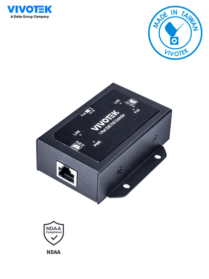 VIVOTEK AP-GXC-0100 - Extensor PoE de 1 puerto Gigabit Ethernet para interior  con hasta 68W  conexión escalada de hasta 300m con 2 unidades  compatible con NDAA